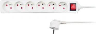 detail Solight Prodlužovací přivod 6z,3m,3x1mm,bílý, vypínač