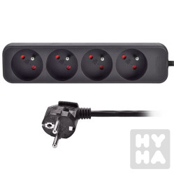 Solight Prodlužovací přivod 4z, 3m, 3x1mm,černý