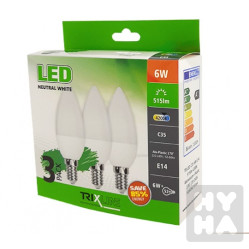 Trixline Led 3pack BC TR 6W C35 E14 4200K