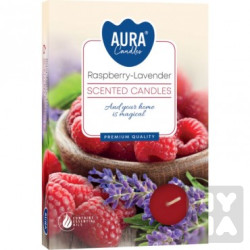 Bispol Aura tea light 6ks Raspberry Lavender