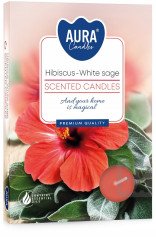 Bispol Aura tea light 6ks Hibiscus white sage