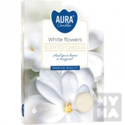 Bispol Aura tea light 6ks white flower
