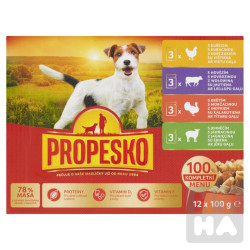 Propesko 12x100 kapsicky pro psy s kurecím, hovezím, krutím a jehnecím