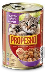 detail Propesko kočka 415g s hovězím a játry