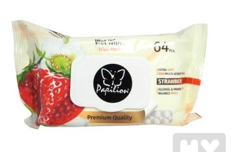 detail Papilion wet wipes 64ks Jahoda