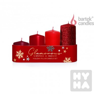 detail Bartek svíčka Glamorous Red sloupek 40/55 70 85 100 mm