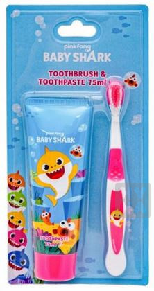 detail Dětský kartáček + zubní pasta 75ml Baby shark