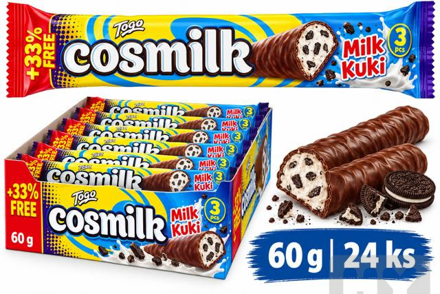 detail Togo Cosmilk Milk Kuki biscuit bar 60g 24ks