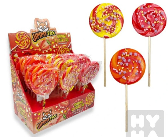 detail JimmyFox Spiral Lollipops strawberry with sprinkles 50g/18ks