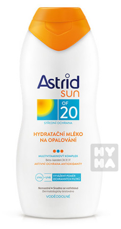 detail Astrid sun 200ml Ochrana a hydra. 20SPF mlé. na opalo.