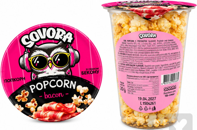 detail SOVORA popcorn CUP 20g Bacon