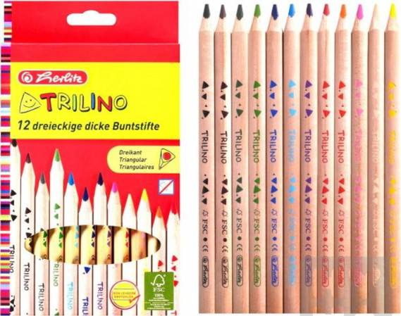 detail Herlitz Pastelky trojúhelníkové přírodní silné 12ks
