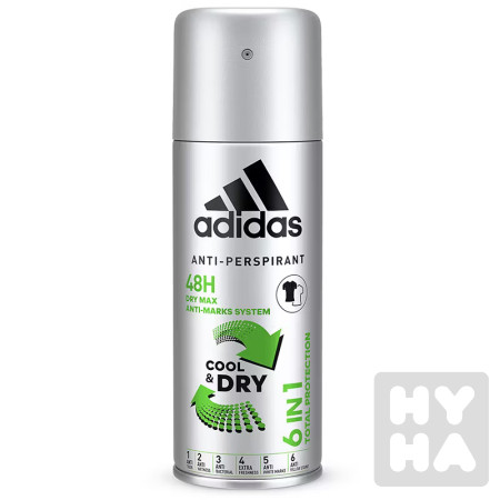 detail Adidas deodorant 150ml cool dry 6in1