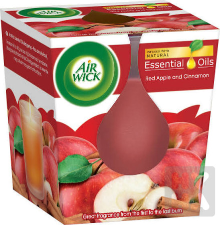 detail Airwick svíčka 105g Essential Red Apple a cinnamon