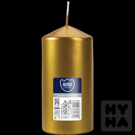 detail Bispol válcová svíčka 260g sw60/120-213 metalic žlutý