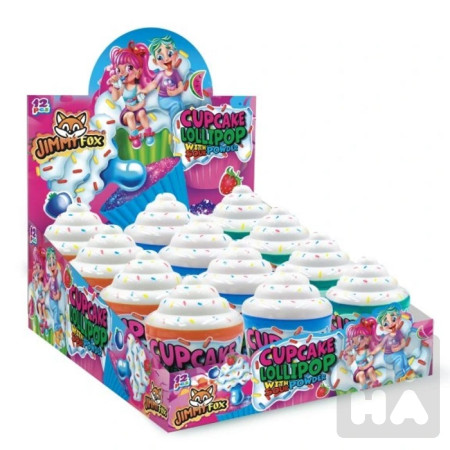 detail JimmyFox Cupcake lollipop with sour powder 30g/12ks
