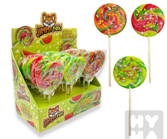 detail JimmyFox Spiral Lollipops watermelon with sprinkles 50g/18ks
