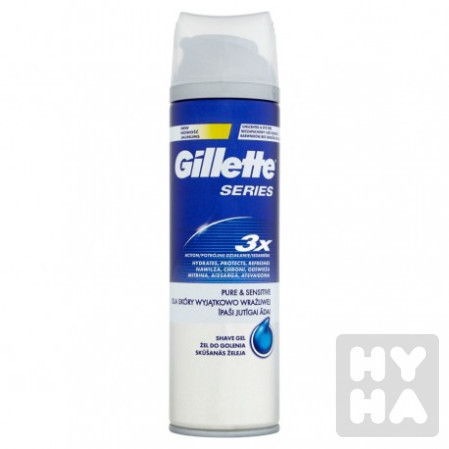 detail gillette 200ml gel Pure a sensitive