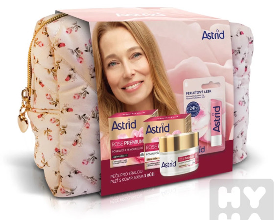 detail ASTRID Rose Premium 65+ krem denní a nocni a balzam na rty