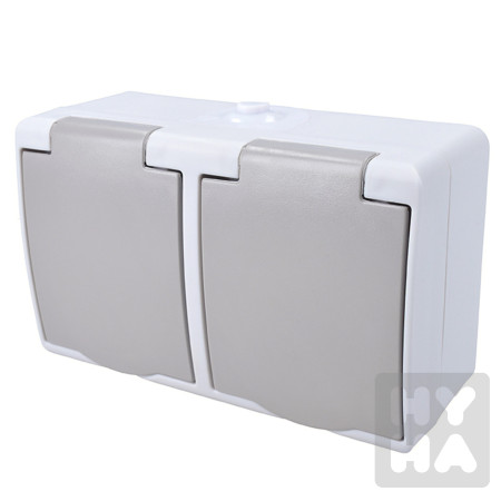 detail Solight Dvojzásuvka do vlhka IP45, šeda