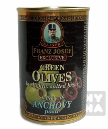 detail F.J.Kaiser Olive zelené plech 314ml ančovičkovou