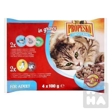 detail Propesko 4x100g kocka Losos/kreveta,kure/hovězí