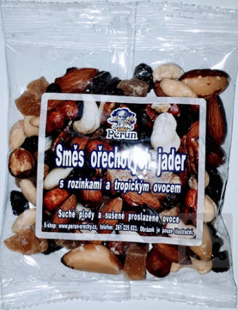 detail Perun 125g Směs ořechových jader s rozinkami a tropickým ovocem