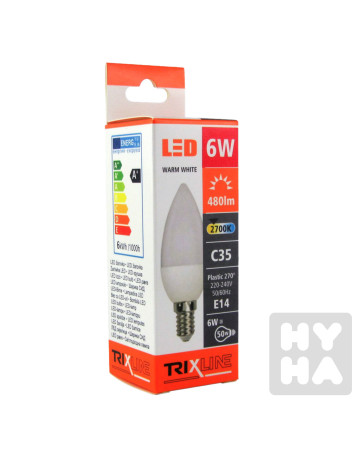 detail Trixline Led 6W E14 2700K C35 Alu plastic