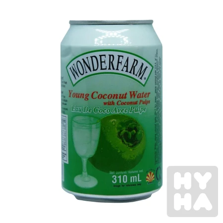 detail Wonderfarm Young coconut water 330ml/ nuoc dua co com dua