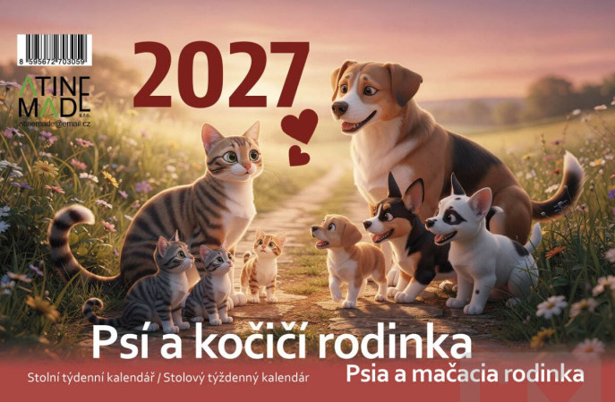 detail Velký kalendář 2027 Psí a Kočičí rodinka