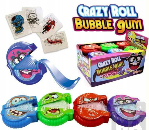 detail Crazy roll Bubble Gum + tattoo 15gx24ks