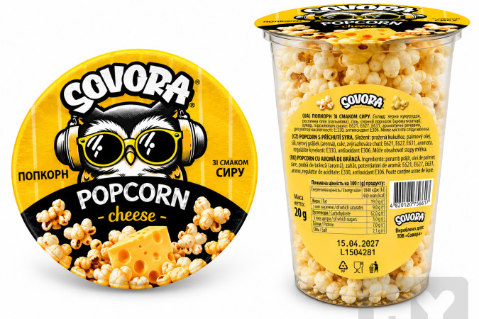 detail SOVORA popcorn CUP 20g Cheese
