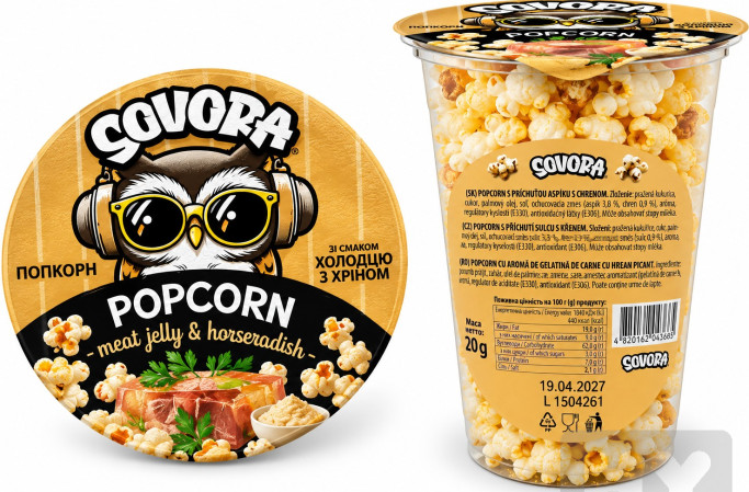 detail SOVORA popcorn CUP 20g meat jelly a horseraddish