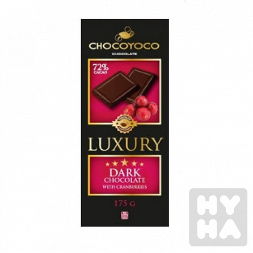 Chocoyoco Luxury 175g Hořká čokoláda s brusinkami