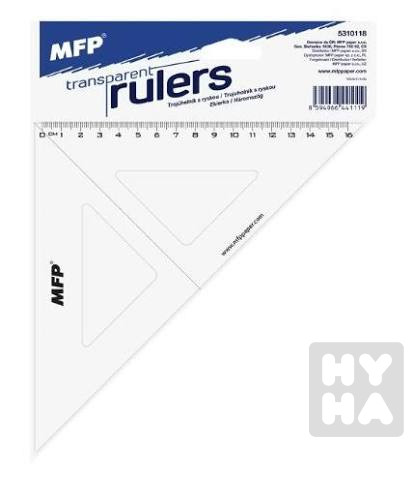 MFP Pravítko trojúhelník s ryskou 16cm Bílý