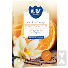 Bispol Aura čajové svíčky 6ks Vanilla orange