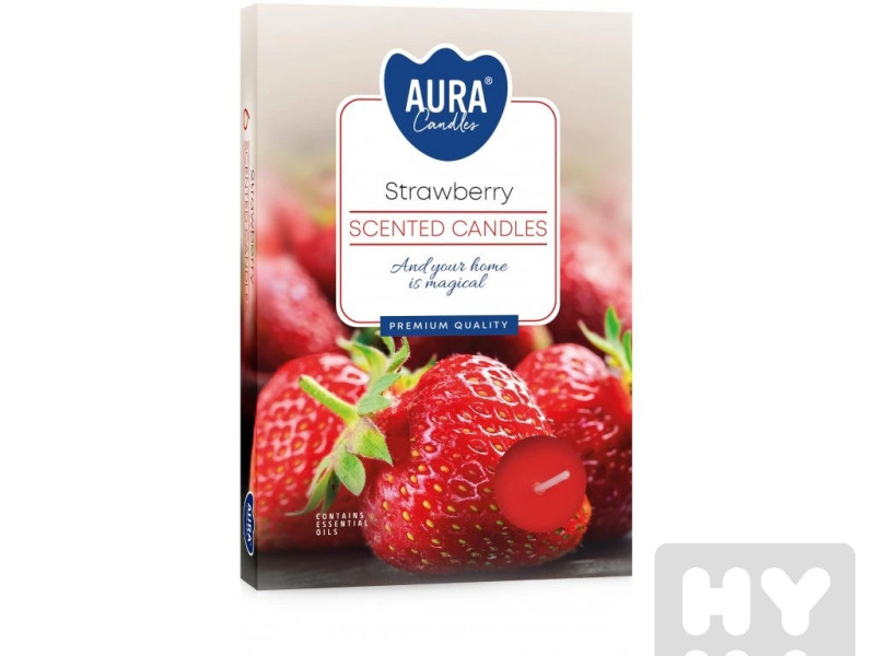 Bispol Aura čajové svíčky 6ks Strawberry