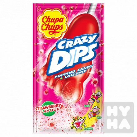 detail Chupa Chups Crazy dips 14g Strawberry