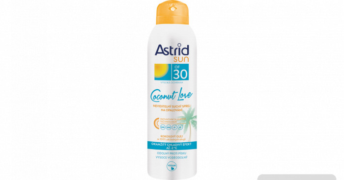 detail Astrid Sun 150ml Coconut love 30SPF neviditelný suchý sprej