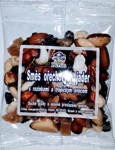 Perun 125g Směs ořechových jader s rozinkami a tropickým ovocem