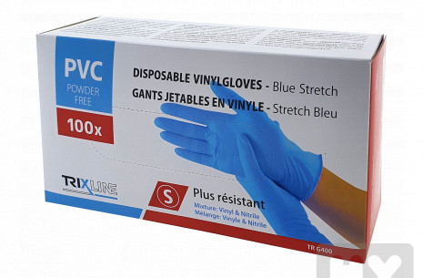 Jednorázové vinlové rukavice S blue 100ks
