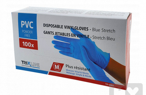 Vinyl gloves strech blue M 100ks