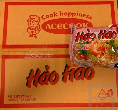 detail Mi tom HaoHao hot sour shrimp tom chua cay 30x74g